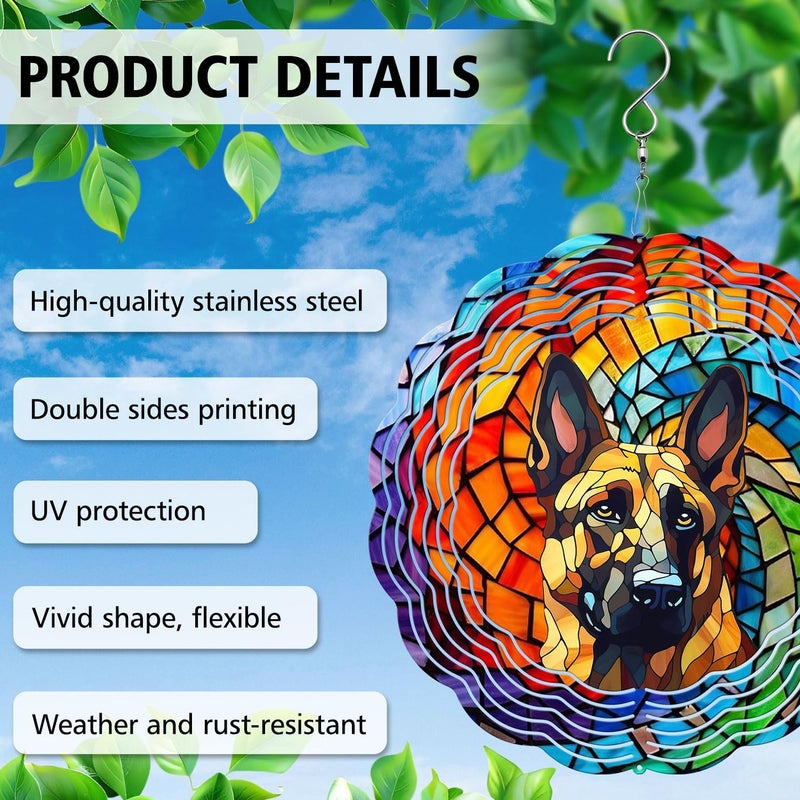 44memory German Shepherd Yard and Garden Wind Spinner, Unique 3D Hanging German Shepherd Wind Spinner - Image 4